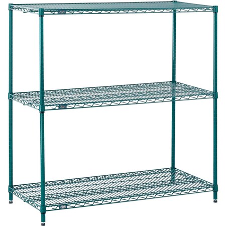 Global Industrial Nexel 3 Tier Wire Shelving Starter Unit, Poly-Green, 30W x 14D x 34H B3050163